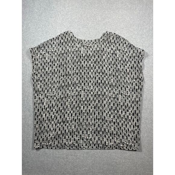 J. Jill Blouse Tunic Top Women's Size X-Large Black/White Sleeveless V-Neck - Picture 2 of 4